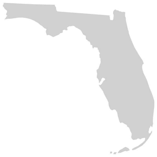 A grey map outline of the state of Florida.