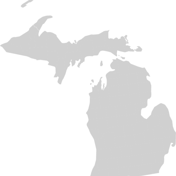 A map of the state of Michigan.